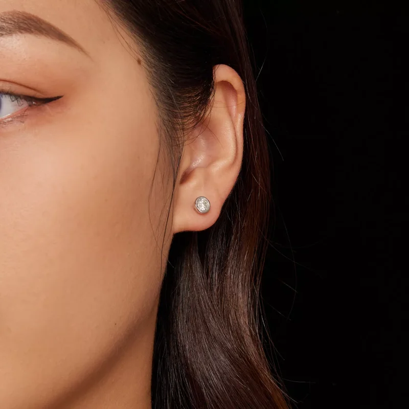 (resim) Pandora Stili Çerçeve ile Monteli Moissanite Küpe - MSE026 - Görüntüle 7