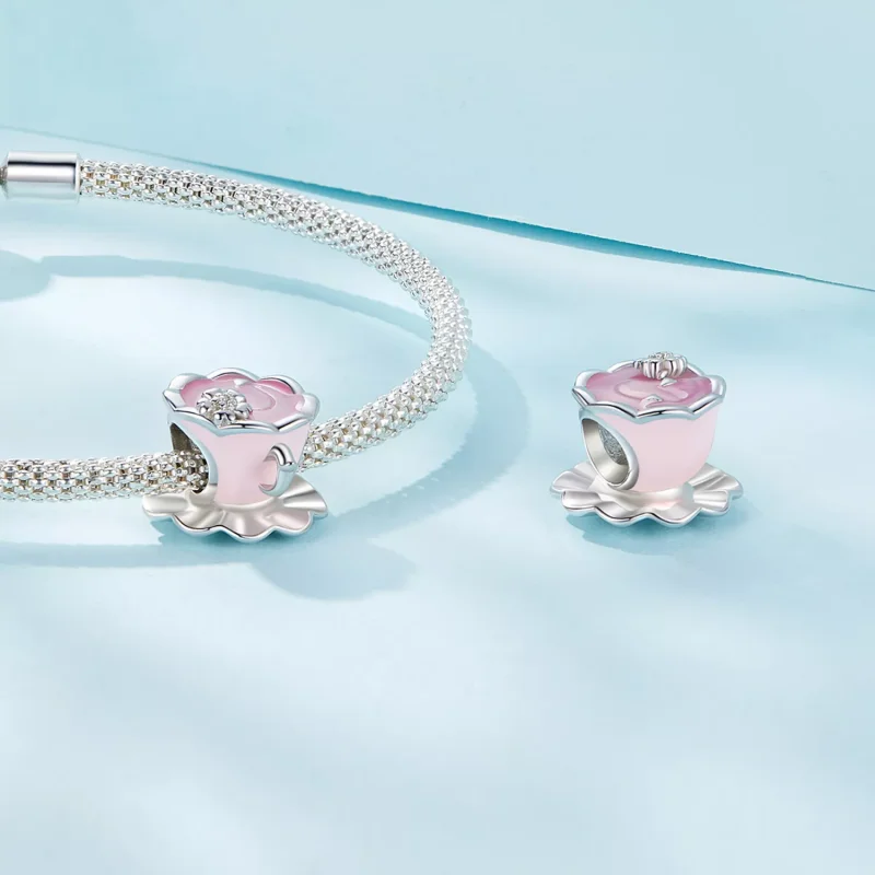 (resim) Pandora Stili Çiçekli Çay Bardağı Şansı - SCC2563 - Görüntüle 4