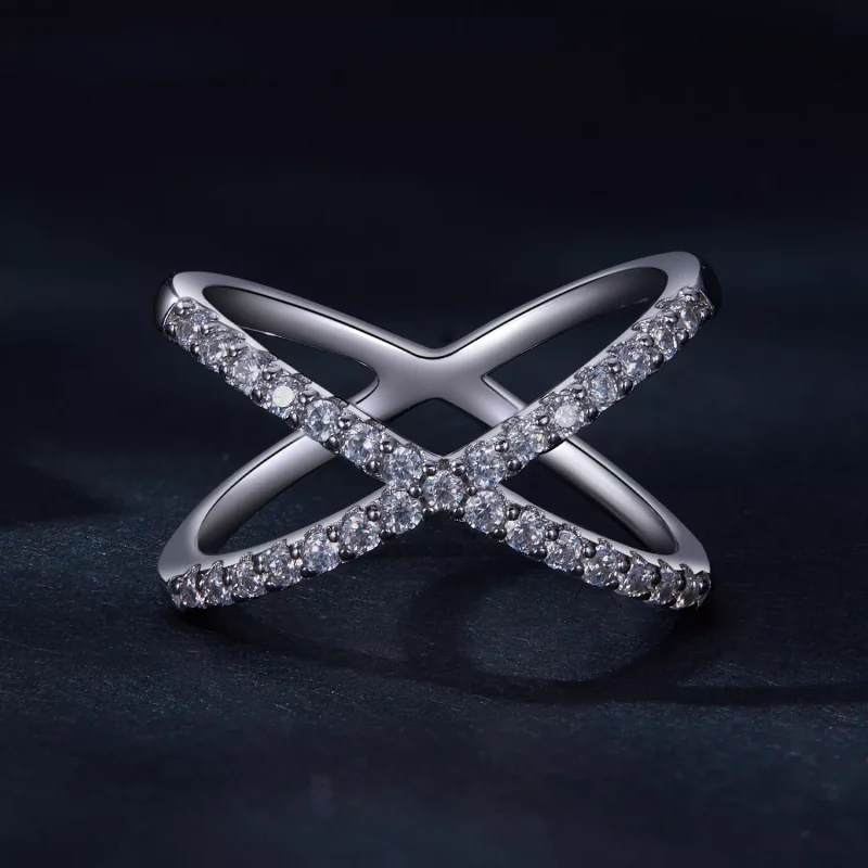 (resim) Pandora Stili Çift Katlı Moissanite Yüzük (Bir Sertifika) - MSR036 - Görüntüle 3