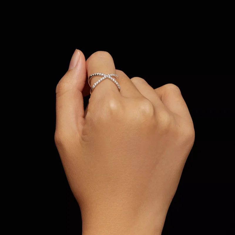 (resim) Pandora Stili Çift Katlı Moissanite Yüzük (Bir Sertifika) - MSR036 - Görüntüle 6