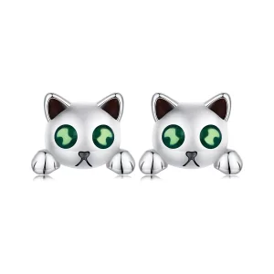 (resim) Pandora Stili Kedi Karanlıkta Parlayan Küpe - SCE1643
