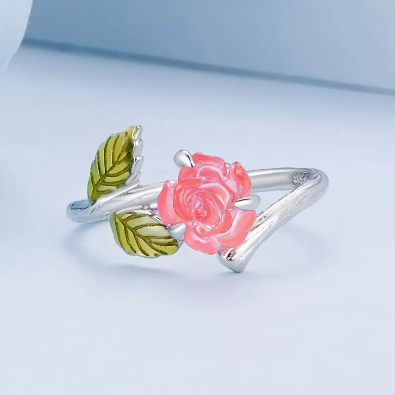 (resim) Pandora Stili Kristal Gül Açık Yüzük - BSR472-PKE - Görüntüle 5