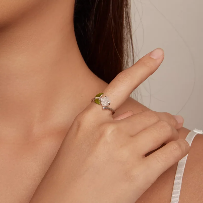(resim) Pandora Stili Kristal Gül Açık Yüzük - BSR472-PKE - Görüntüle 7