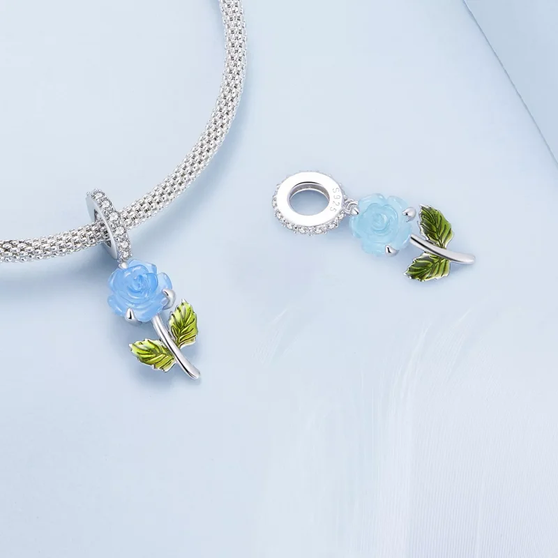 (resim) Pandora Stili Kristal Gül Sallantılı - BSC824-BU - Görüntüle 4