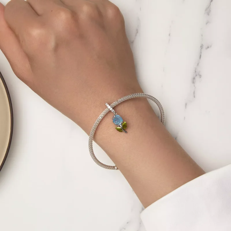 (resim) Pandora Stili Kristal Gül Sallantılı - BSC824-BU - Görüntüle 6