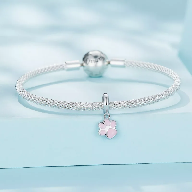 (resim) Pandora Stili Mini Beyaz Kedi Pençesi Asma - SCC2476-A - Görüntüle 3