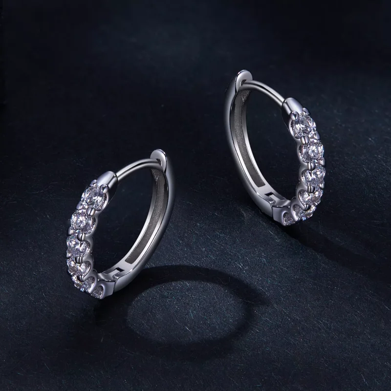 (resim) Pandora Stili Moissanite Halka Küpe - MSE029 - Görüntüle 3