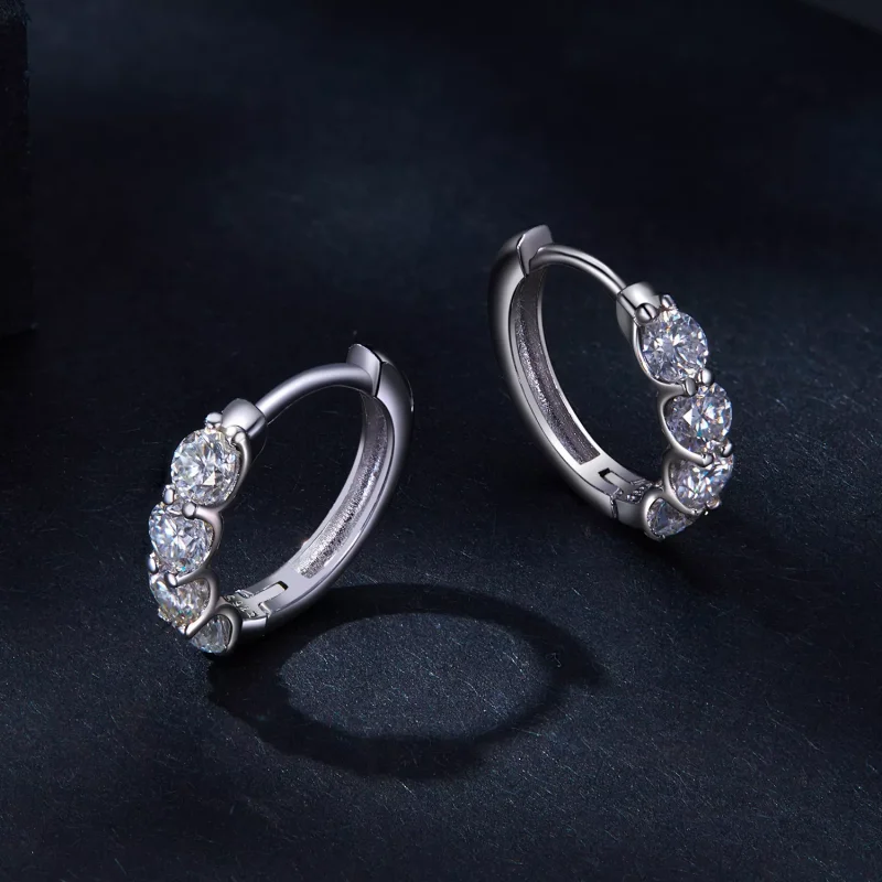 (resim) Pandora Stili Moissanite Halka Küpe - MSE030 - Görüntüle 3