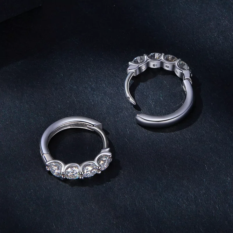 (resim) Pandora Stili Moissanite Halka Küpe - MSE030 - Görüntüle 4