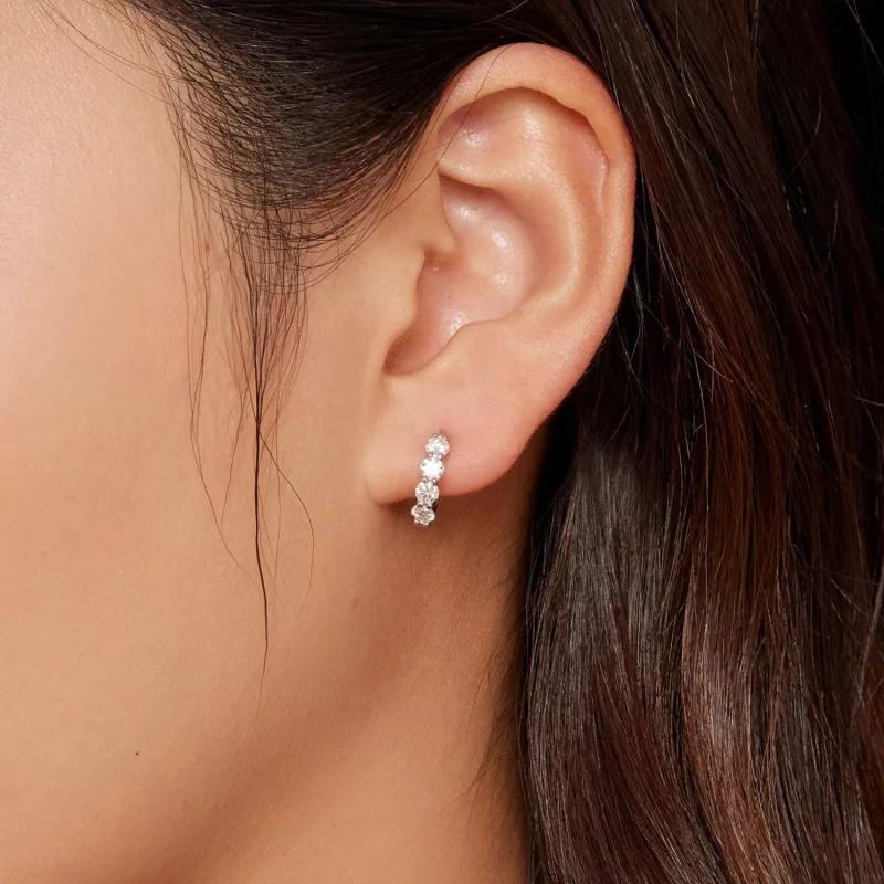(resim) Pandora Stili Moissanite Halka Küpe - MSE030 - Görüntüle 5