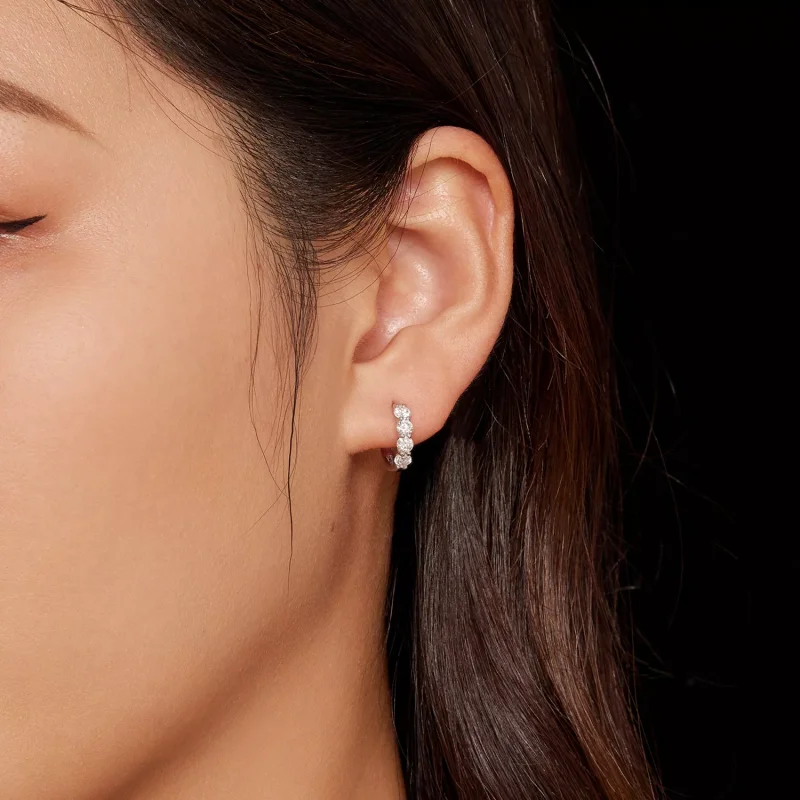 (resim) Pandora Stili Moissanite Halka Küpe - MSE030 - Görüntüle 6