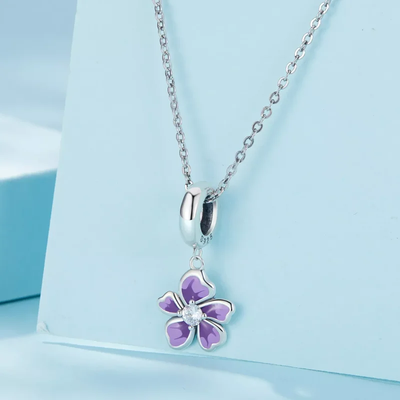 (resim) Pandora Stili Mor Çiçek Sallantılı Küpe - SCC2556 - Görüntüle 2