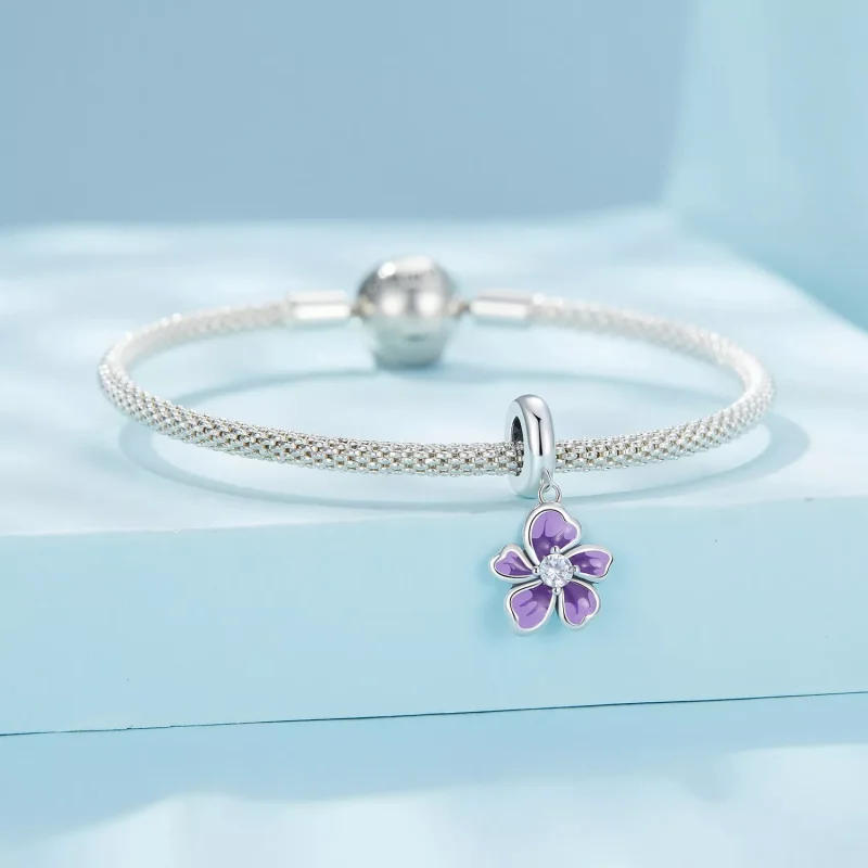 (resim) Pandora Stili Mor Çiçek Sallantılı Küpe - SCC2556 - Görüntüle 3