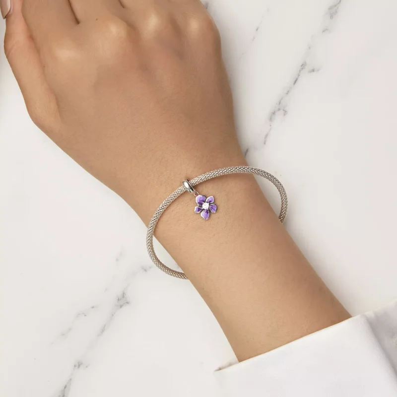 (resim) Pandora Stili Mor Çiçek Sallantılı Küpe - SCC2556 - Görüntüle 5