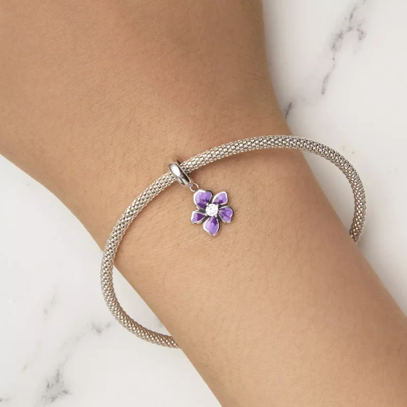 (resim) Pandora Stili Mor Çiçek Sallantılı Küpe - SCC2556 - Görüntüle 6