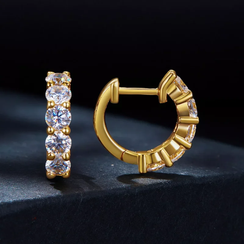 (resim) Pandora Stili Parlak Moissanite Halka Küpeler (Bir Sertifika) - MSE005-B - Görüntüle 2
