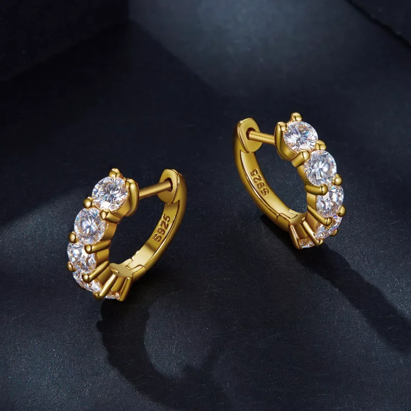 (resim) Pandora Stili Parlak Moissanite Halka Küpeler (Bir Sertifika) - MSE005-B - Görüntüle 3