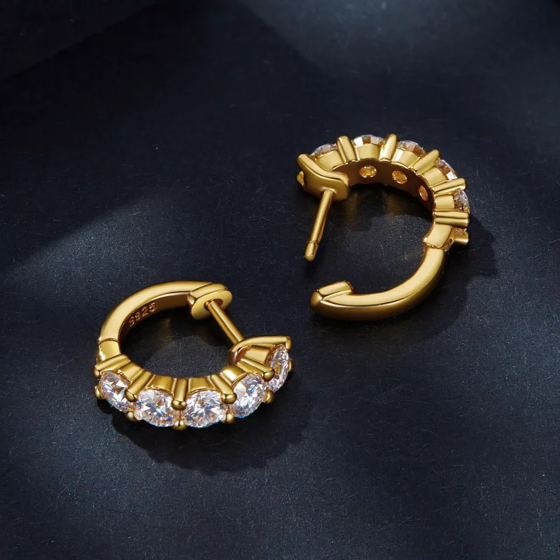 (resim) Pandora Stili Parlak Moissanite Halka Küpeler (Bir Sertifika) - MSE005-B - Görüntüle 4
