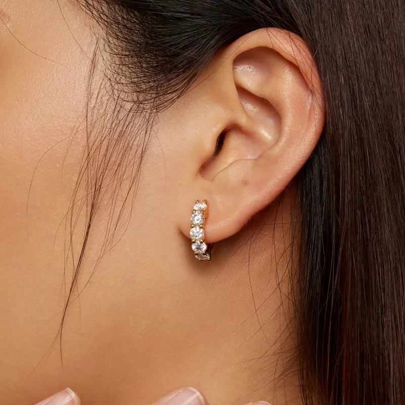 (resim) Pandora Stili Parlak Moissanite Halka Küpeler (Bir Sertifika) - MSE005-B - Görüntüle 7