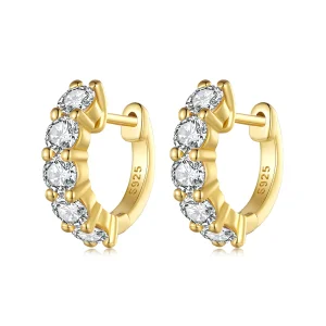 (resim) Pandora Stili Parlak Moissanite Halka Küpeler (Bir Sertifika) - MSE005-B