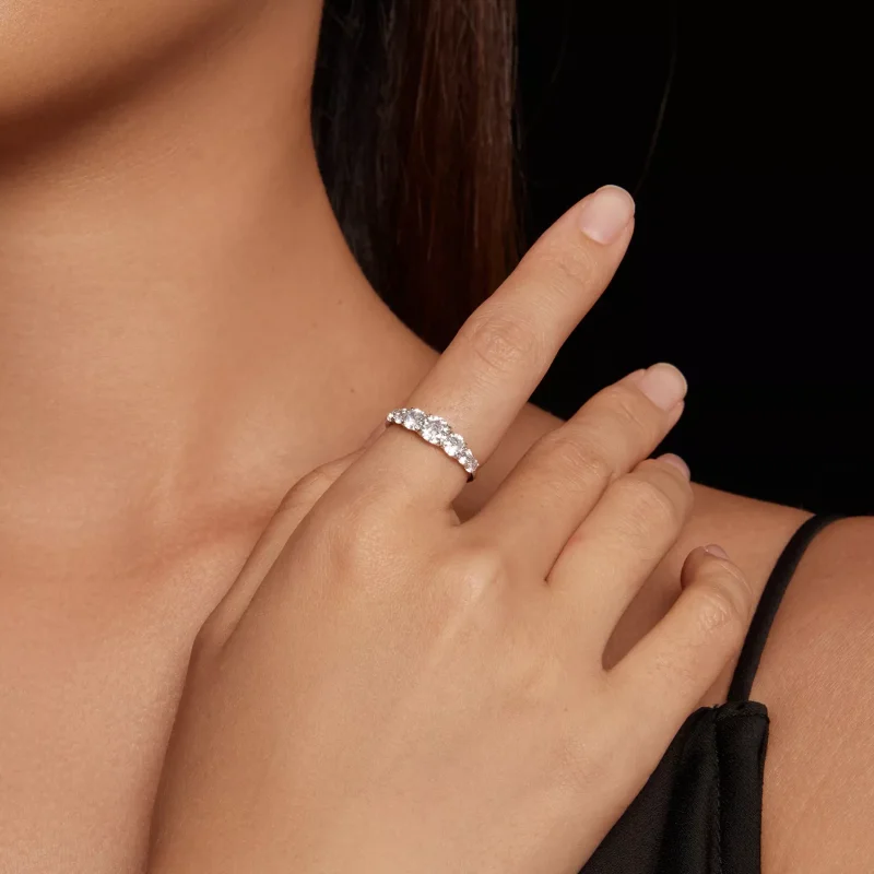 (resim) Pandora Stili Parlayan Moissanite Yüzük (Bir Sertifika) - MSR037 - Görüntüle 4