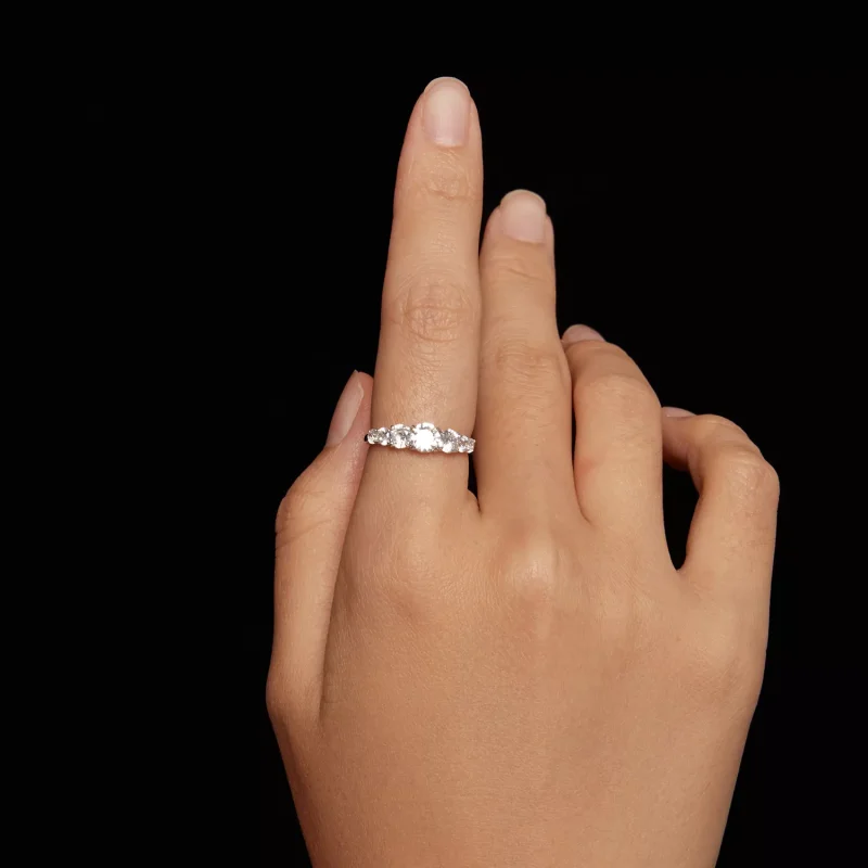 (resim) Pandora Stili Parlayan Moissanite Yüzük (Bir Sertifika) - MSR037 - Görüntüle 5