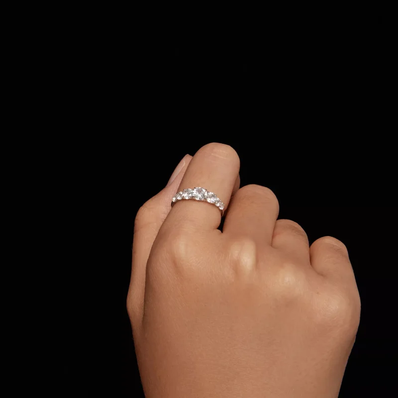 (resim) Pandora Stili Parlayan Moissanite Yüzük (Bir Sertifika) - MSR037 - Görüntüle 6