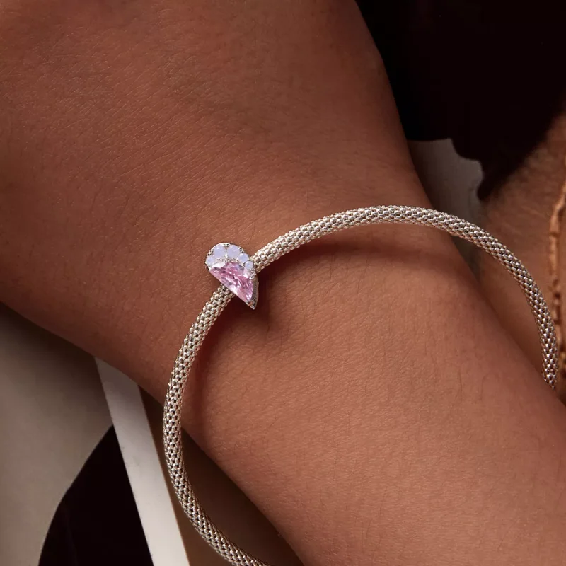 (resim) Pandora Stili Pembe Kardeşler Kalp Kolye - SCC2641 - Görüntüle 3