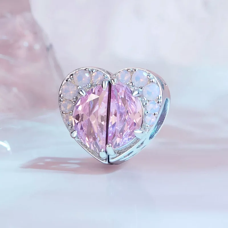 (resim) Pandora Stili Pembe Kardeşler Kalp Kolye - SCC2641 - Görüntüle 2