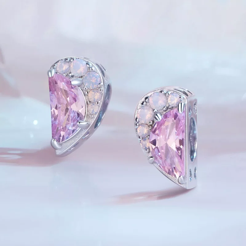 (resim) Pandora Stili Pembe Kardeşler Kalp Kolye - SCC2641 - Görüntüle 5
