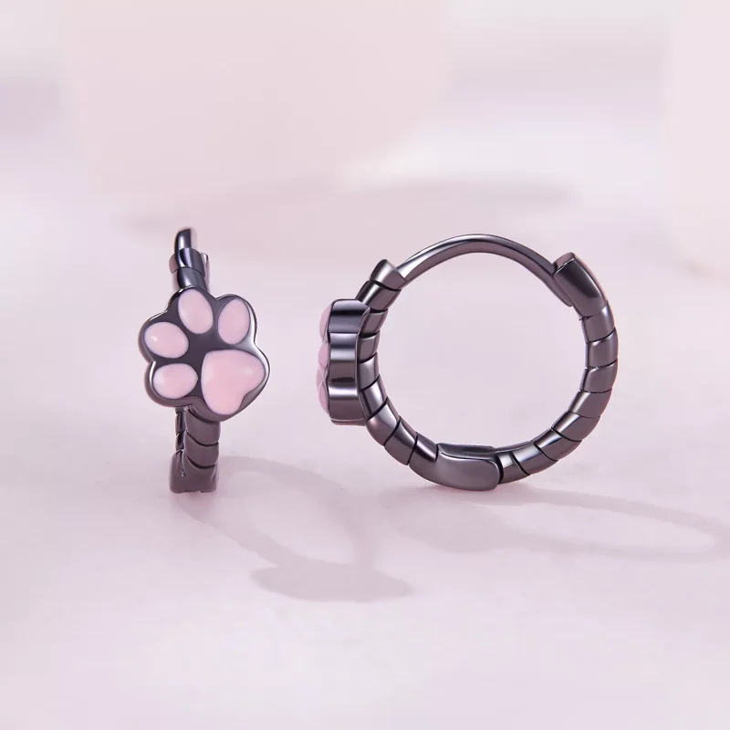 (resim) Pandora Stili Siyah Kedi Pençesi Yüzük Küpe - SCE1576 - Görüntüle 2
