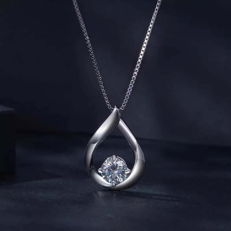 (resim) Pandora Stili Su Damlası Moissanite Kolye (Bir Sertifika) - MSN015 - Görüntüle 3