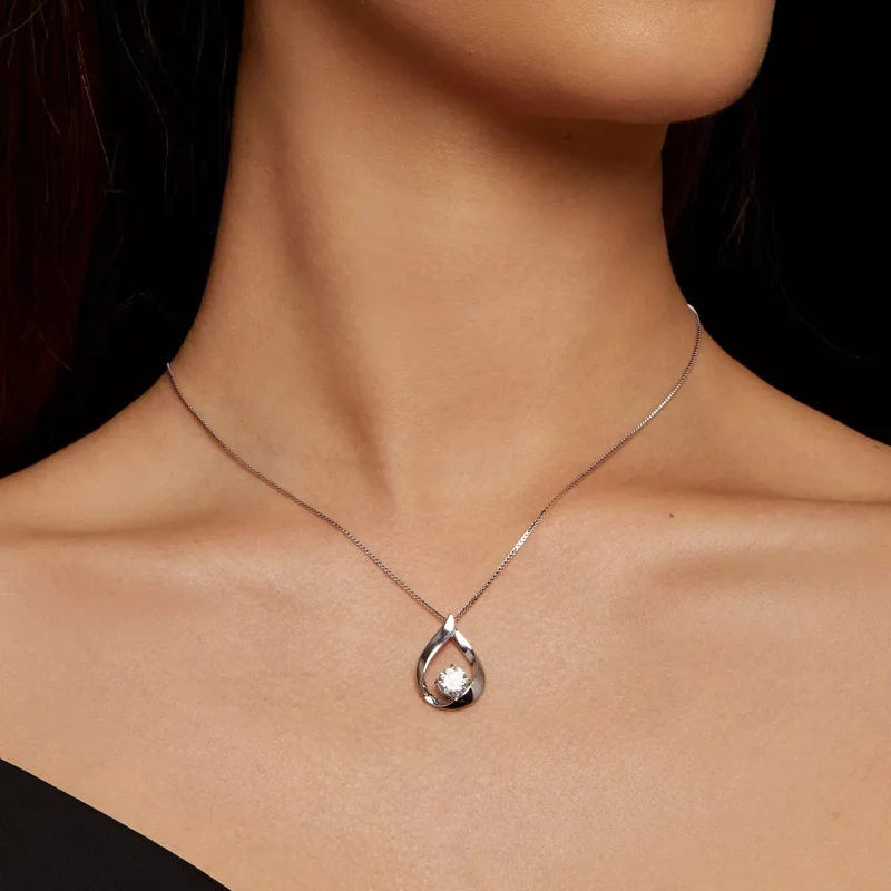 (resim) Pandora Stili Su Damlası Moissanite Kolye (Bir Sertifika) - MSN015 - Görüntüle 5