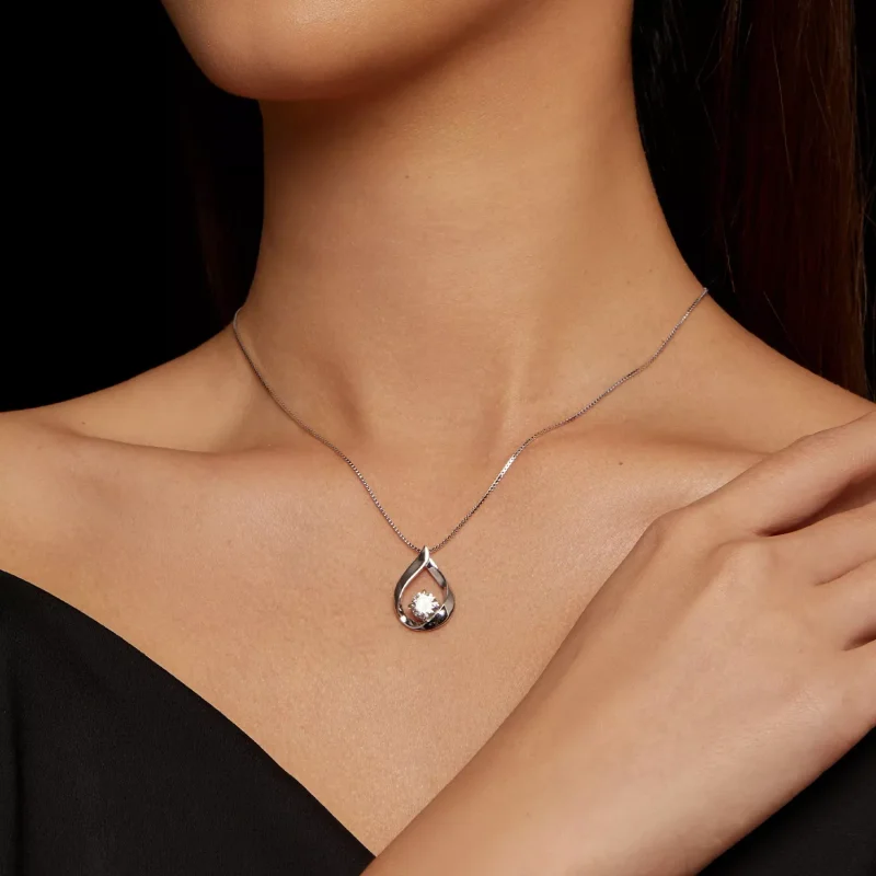 (resim) Pandora Stili Su Damlası Moissanite Kolye (Bir Sertifika) - MSN015 - Görüntüle 6