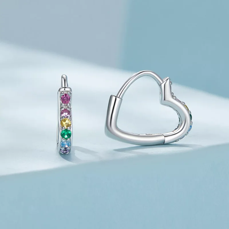(resim) Pandora Stili Yıldızlı Kalp Halka Küpe - SCE1626-CF - Görüntüle 2