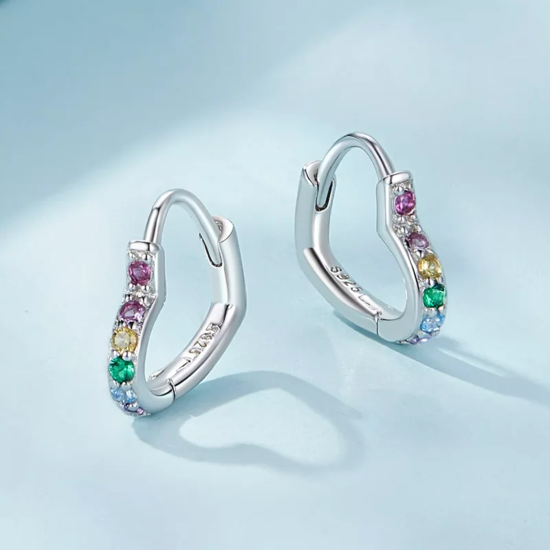 (resim) Pandora Stili Yıldızlı Kalp Halka Küpe - SCE1626-CF - Görüntüle 3