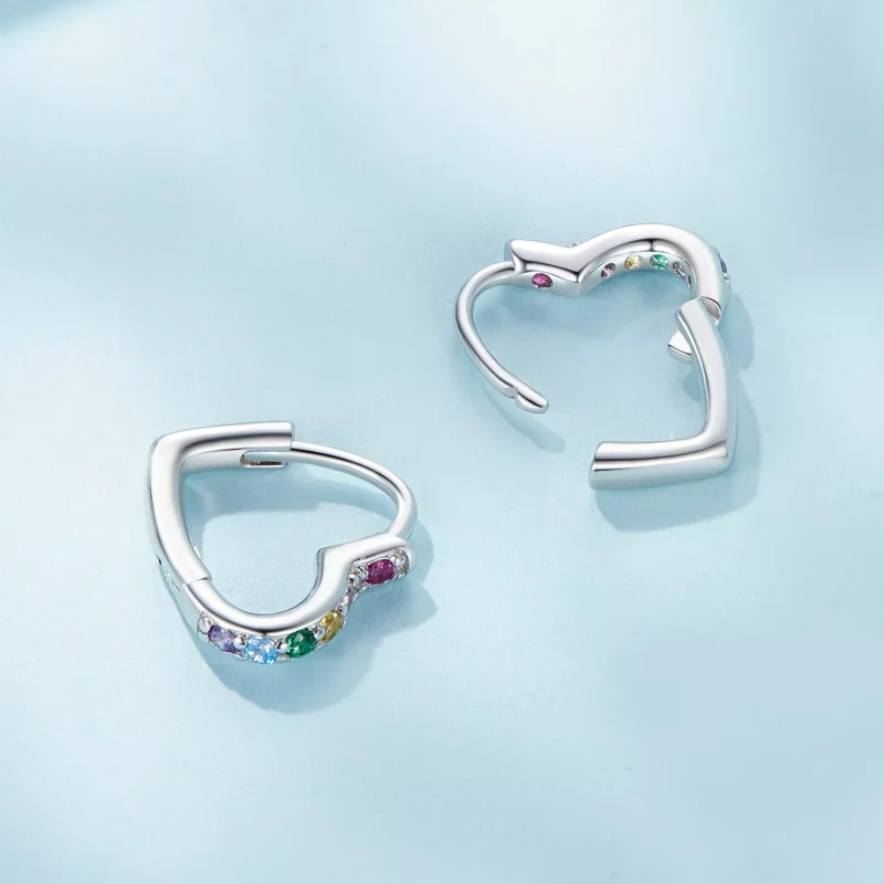 (resim) Pandora Stili Yıldızlı Kalp Halka Küpe - SCE1626-CF - Görüntüle 4