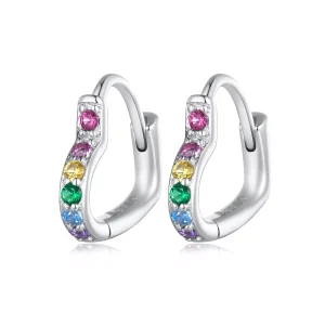(resim) Pandora Stili Yıldızlı Kalp Halka Küpe - SCE1626-CF