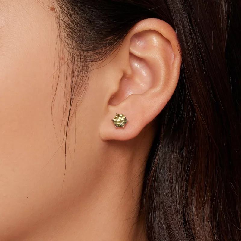 (resim) Pandora Stili Zümrüt Moissanite Küpe - MSE025-LGN - Görüntüle 2