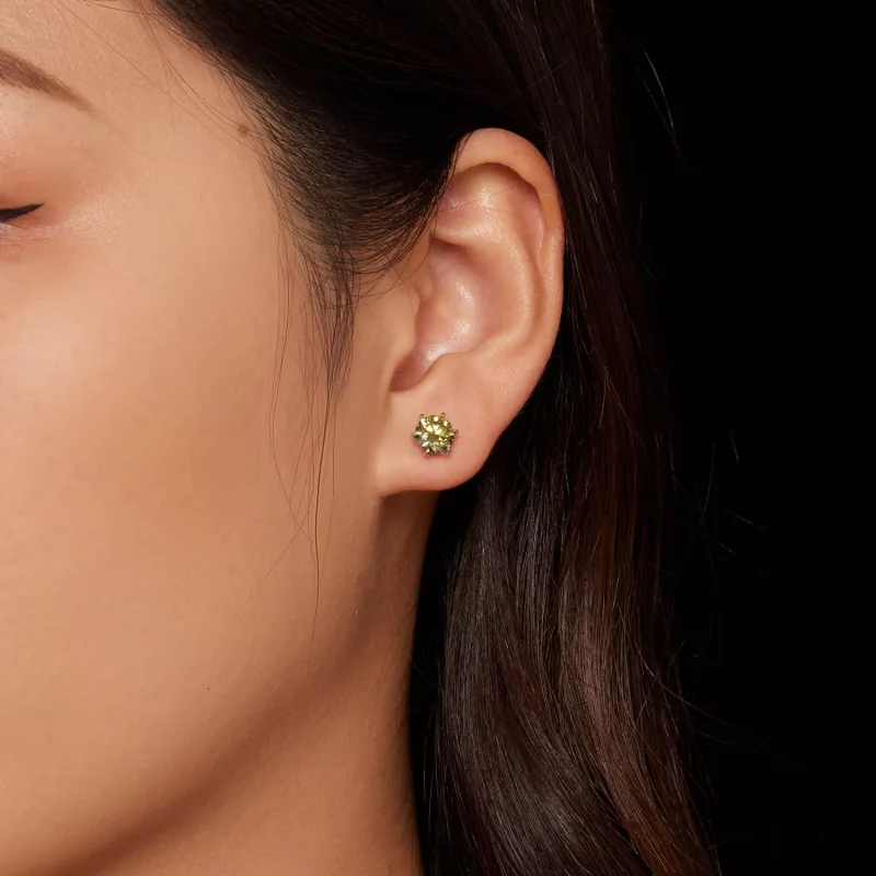 (resim) Pandora Stili Zümrüt Moissanite Küpe - MSE025-LGN - Görüntüle 3