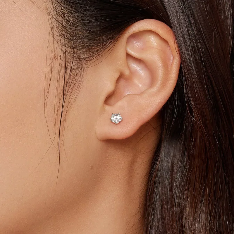 (resim) Pandora Stilinde 0.5 Karat Moissanit Küpe - MSE024-S - Görüntüle 3