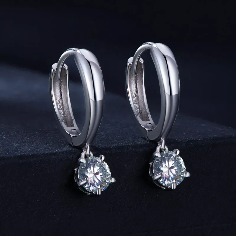 (resim) Pandora Stilinde 0.5 Karat Moissanite Halka Küpeler (İki Sertifika) - MSE040 - Görüntüle 2