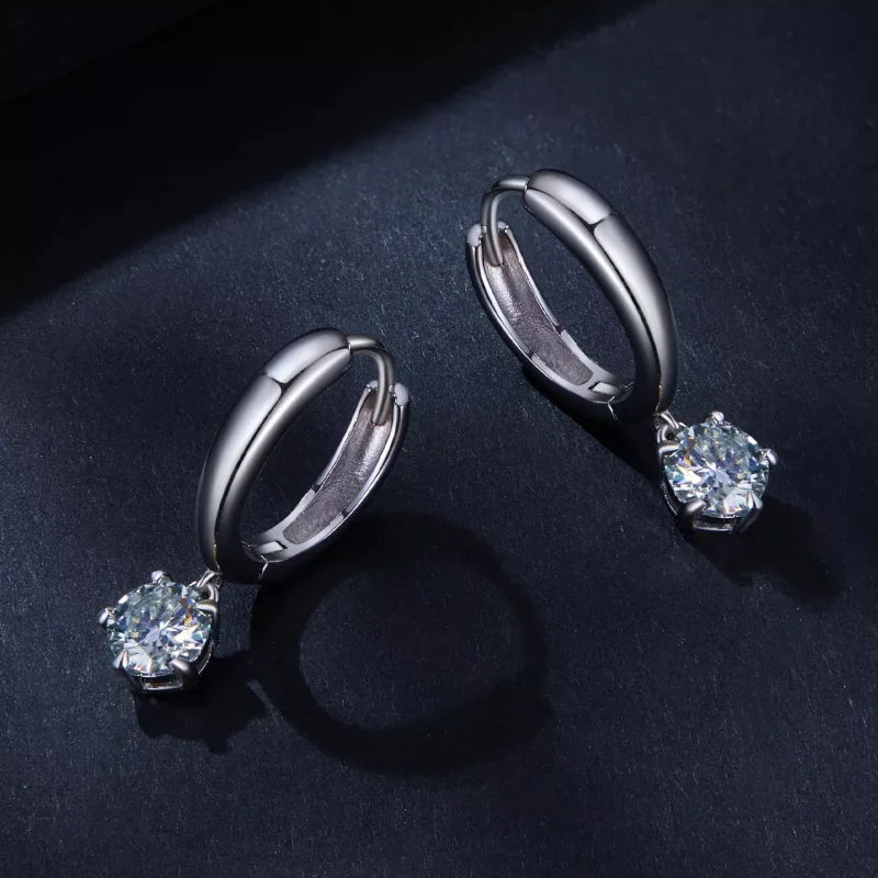 (resim) Pandora Stilinde 0.5 Karat Moissanite Halka Küpeler (İki Sertifika) - MSE040 - Görüntüle 3