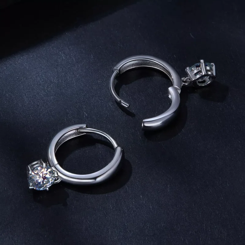 (resim) Pandora Stilinde 0.5 Karat Moissanite Halka Küpeler (İki Sertifika) - MSE040 - Görüntüle 4