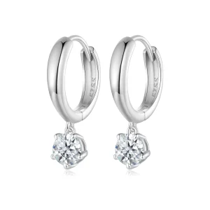 (resim) Pandora Stilinde 0.5 Karat Moissanite Halka Küpeler (İki Sertifika) - MSE040