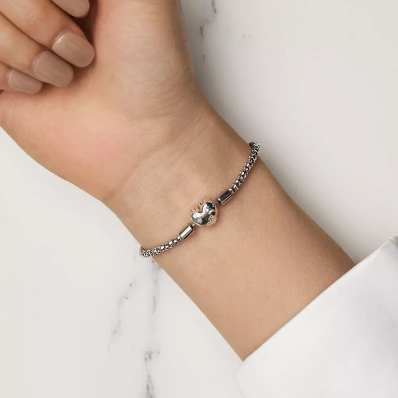 (resim) Pandora stilinde kalp şeklinde temel zincir bileklik - BSB135 - Görüntüle 6