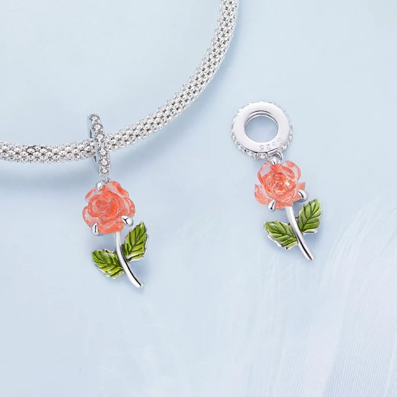 (resim) Pandora Stilinde Kristal Gül Sallantı - BSC824-OG - Görüntüle 4