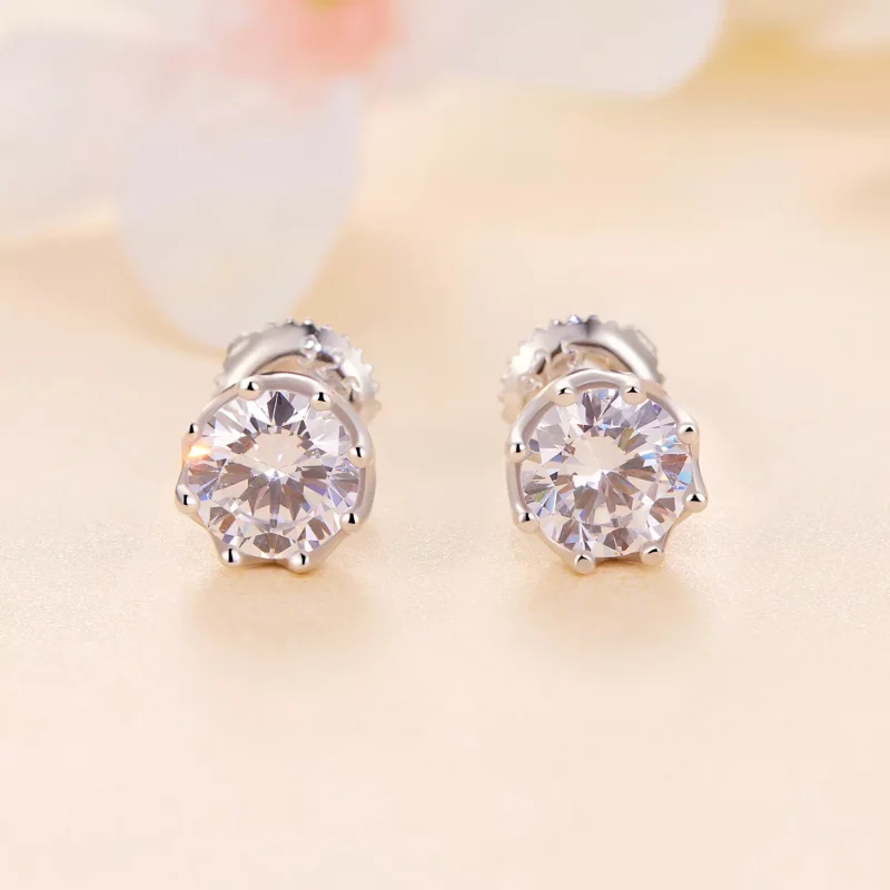 (resim) Pandora Stilinde Zarif Moissanite Küpe (İki Sertifika) - MSE016-S - Görüntüle 2