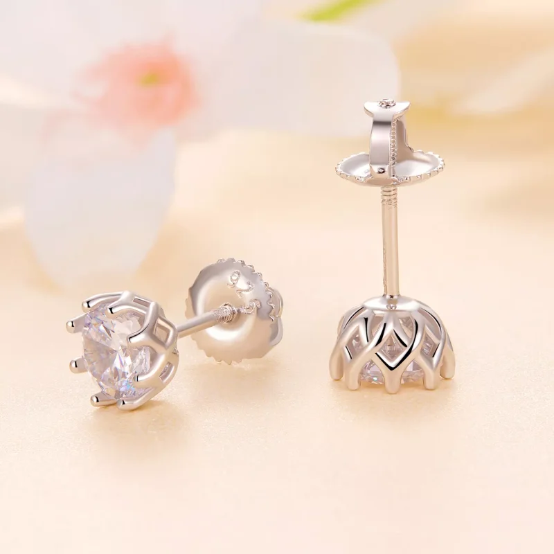 (resim) Pandora Stilinde Zarif Moissanite Küpe (İki Sertifika) - MSE016-S - Görüntüle 3