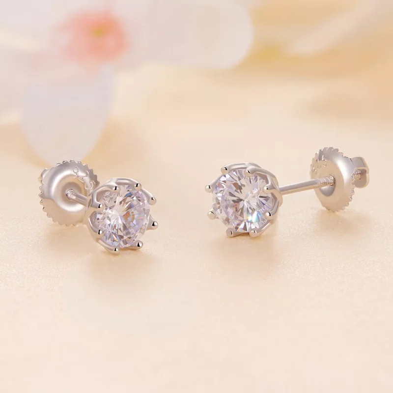 (resim) Pandora Stilinde Zarif Moissanite Küpe (İki Sertifika) - MSE016-S - Görüntüle 4